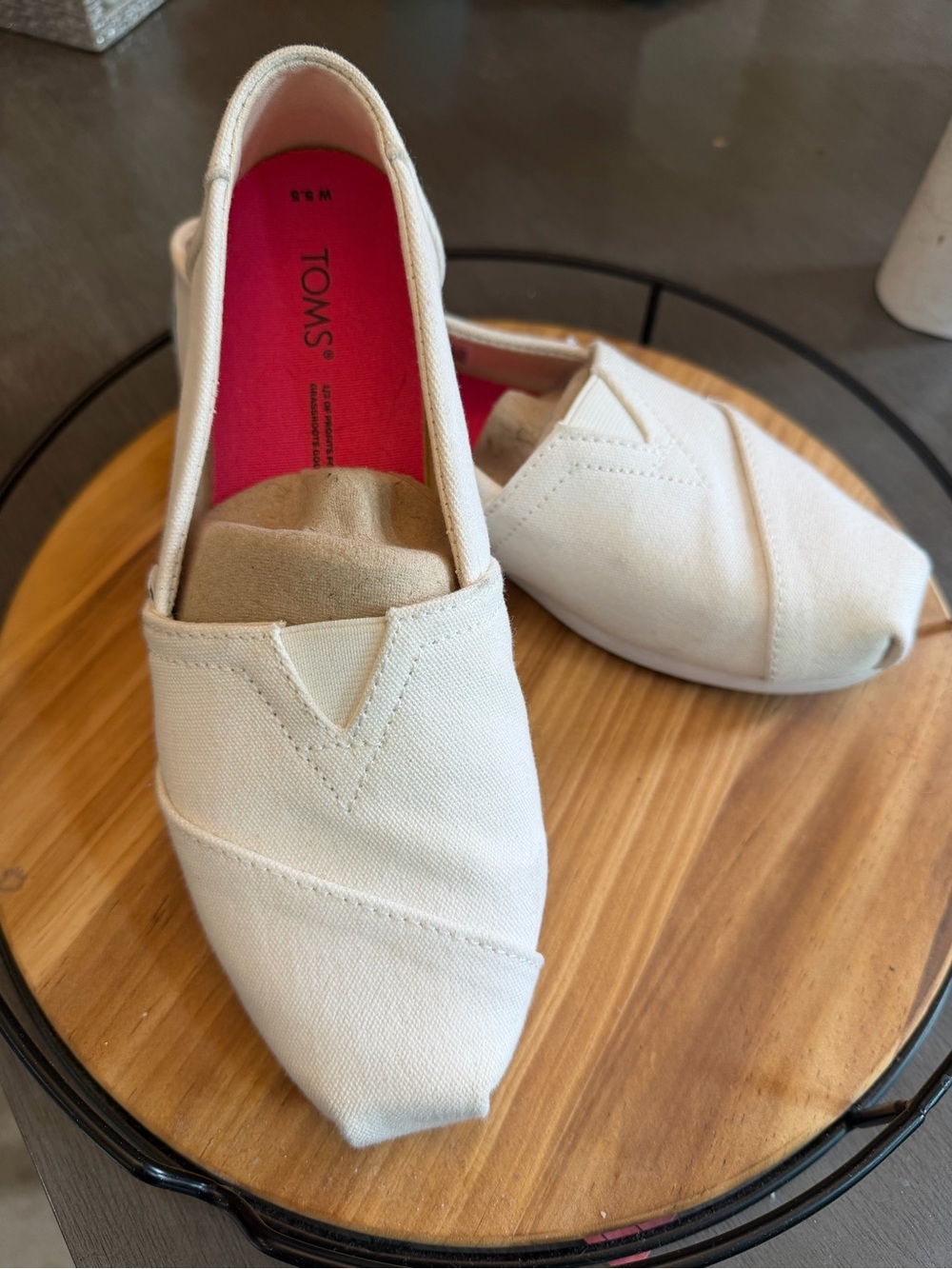 TOMS Women's Slip-On Canvas Moccasins in Off-White